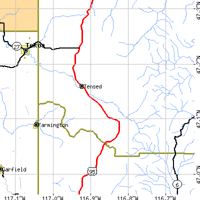 Zip code 83870 close-up map