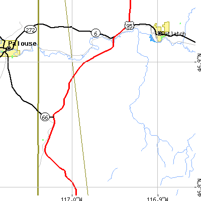 Zip code 83872 close-up map