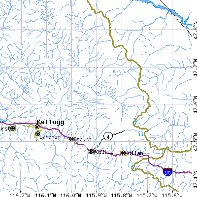 Zip code 83873 close-up map