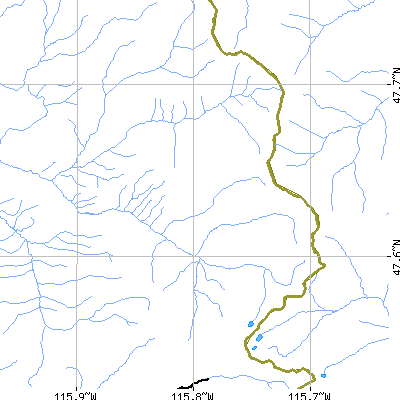 Zip code 83874 close-up map