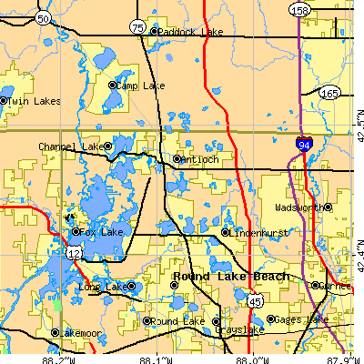 Zip code 60002 close-up map