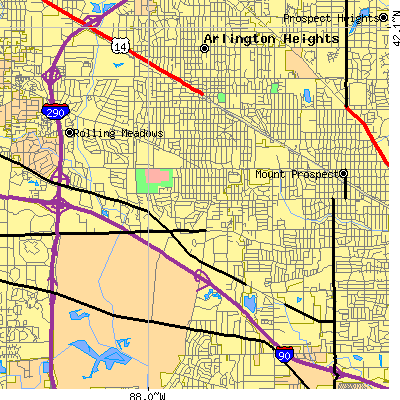 Zip code 60005 close-up map
