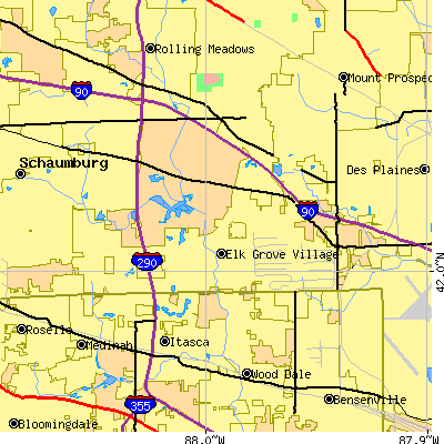 Zip code 60007 close-up map