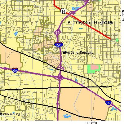 Zip code 60008 close-up map