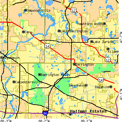 Zip code 60010 close-up map