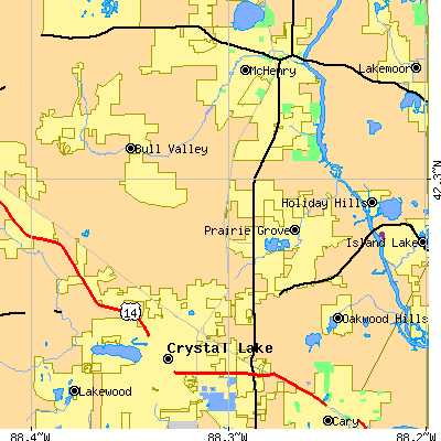 Zip code 60012 close-up map