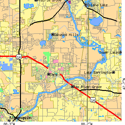 Zip code 60013 close-up map