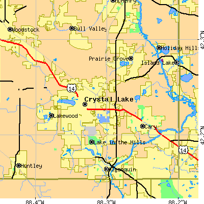 Zip code 60014 close-up map