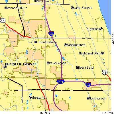 Zip code 60015 close-up map