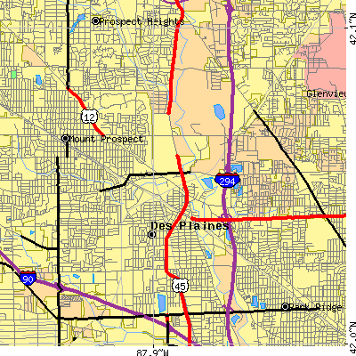 Zip code 60016 close-up map