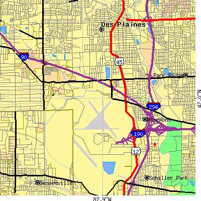 Zip code 60018 close-up map