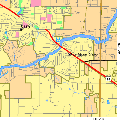 Zip code 60021 close-up map