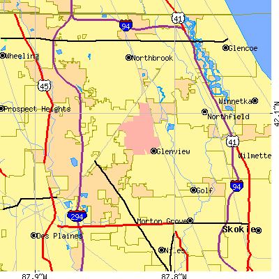 Zip code 60025 close-up map