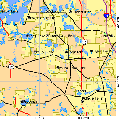 Zip code 60030 close-up map