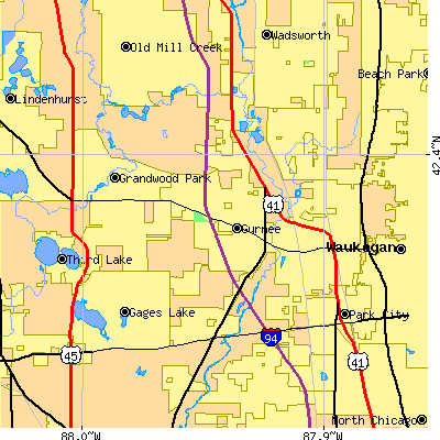 Zip code 60031 close-up map