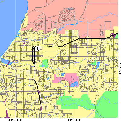Zip code 99508 close-up map