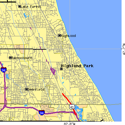 Zip code 60035 close-up map