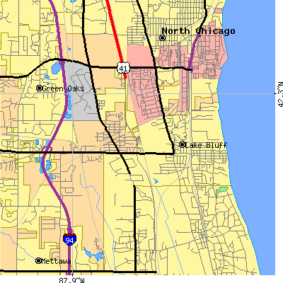 Zip code 60044 close-up map