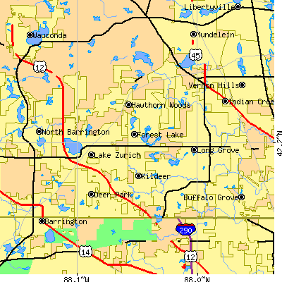 Zip code 60047 close-up map