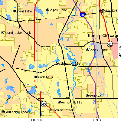 Zip code 60048 close-up map