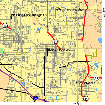 Zip code 60056 close-up map