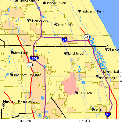 Zip code 60062 close-up map