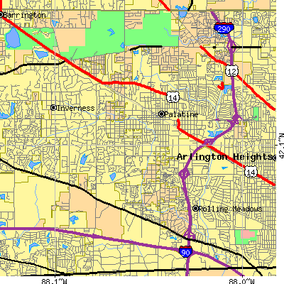 Zip code 60067 close-up map