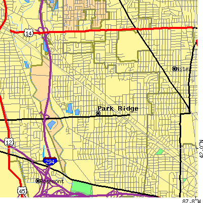 Zip code 60068 close-up map