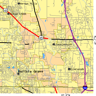 Zip code 60069 close-up map