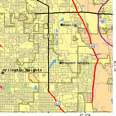 Zip code 60070 close-up map