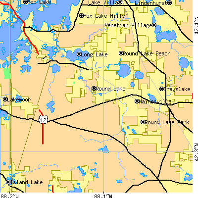 Zip code 60073 close-up map