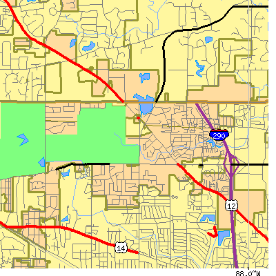 Zip code 60074 close-up map