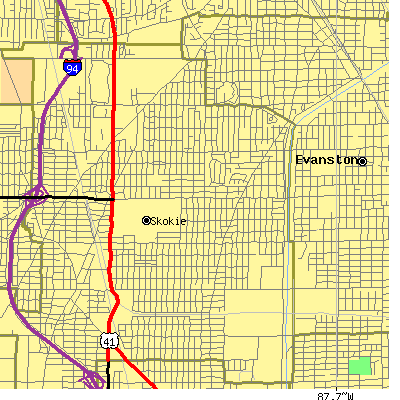 Zip code 60076 close-up map
