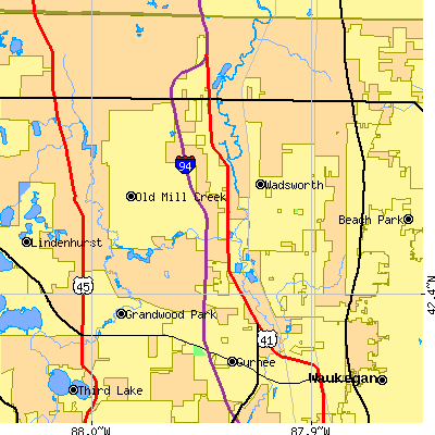 Zip code 60083 close-up map