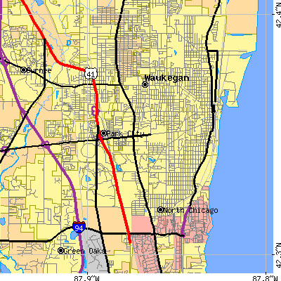 Zip code 60085 close-up map