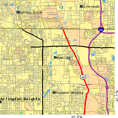 Zip code 60090 close-up map
