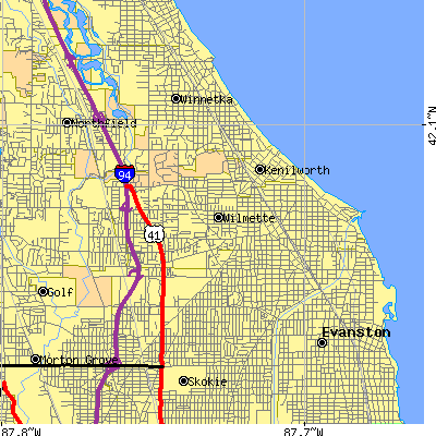 Zip code 60091 close-up map