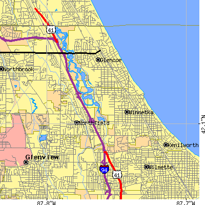 Zip code 60093 close-up map