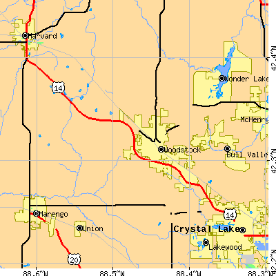 Zip code 60098 close-up map