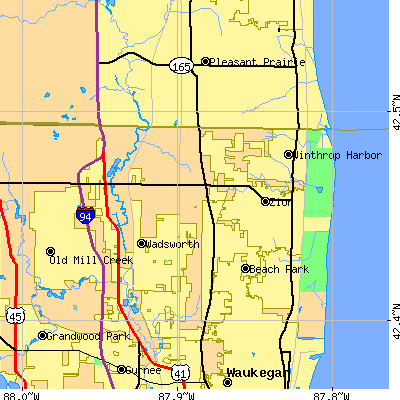 Zip code 60099 close-up map