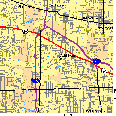 Zip code 60101 close-up map