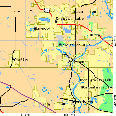 Zip code 60102 close-up map