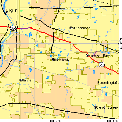 Zip code 60103 close-up map