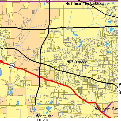 Zip code 60107 close-up map
