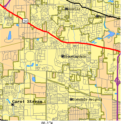 Zip code 60108 close-up map