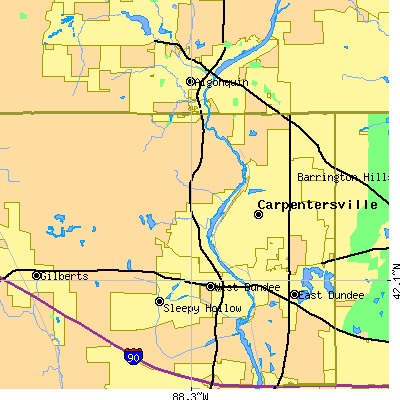 Zip code 60110 close-up map