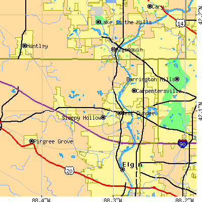 Zip code 60118 close-up map