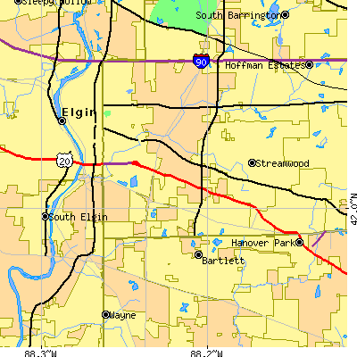 Zip code 60120 close-up map
