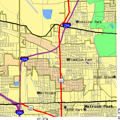 Zip code 60131 close-up map