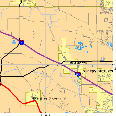Zip code 60136 close-up map